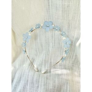 Baby blue floral with pearl headband